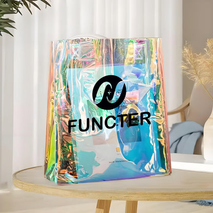 Iridescent Clear PVC Tote Bag W/ Holographic Handle