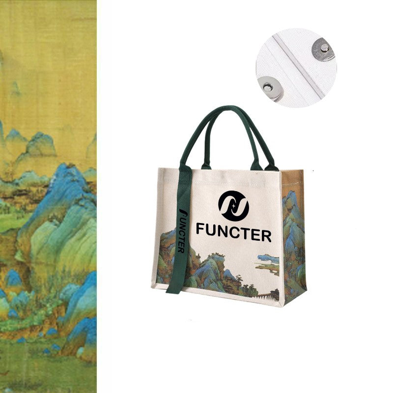 Landscape Canvas Tote Bag W/ Magnetic Closure