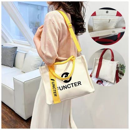 2-in-1 Canvas Tote & Crossbody Bag W/ Magnetic Closure & Inner Pocket