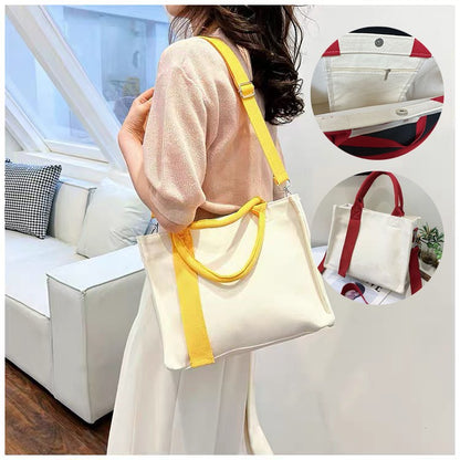 2-in-1 Canvas Tote & Crossbody Bag W/ Magnetic Closure & Inner Pocket