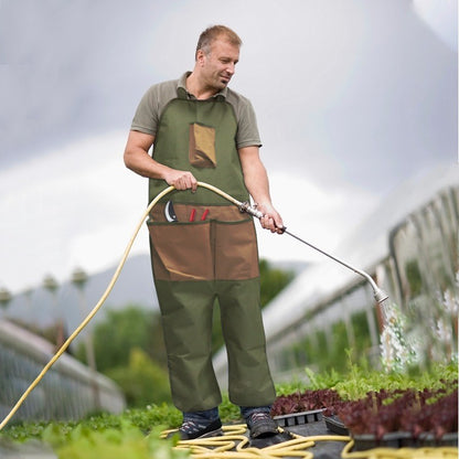 Gardening Apron Adjustable Legs Waterproof Apron with 6 Release Pockets