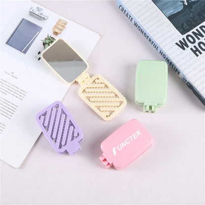 2 - in - 1 Square Shape Hollow Foldable Mirror Comb