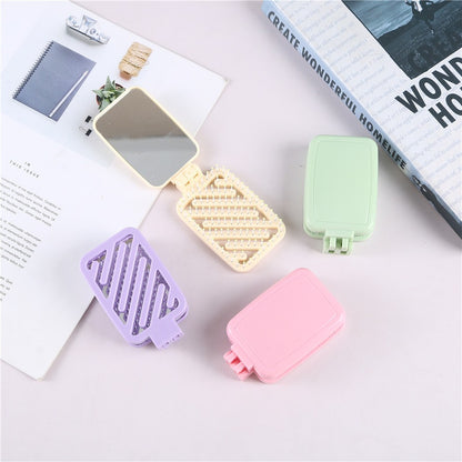 2 - in - 1 Square Shape Hollow Foldable Mirror Comb