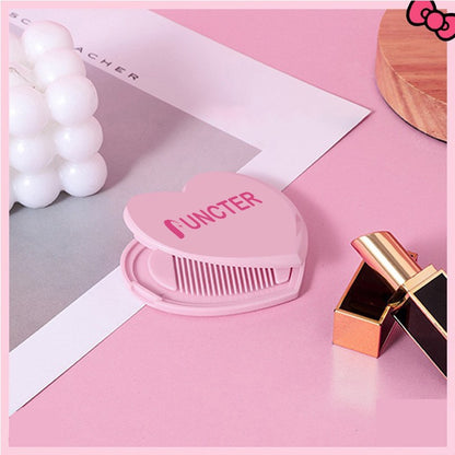 Heart - Shaped Portable Mirror with Comb