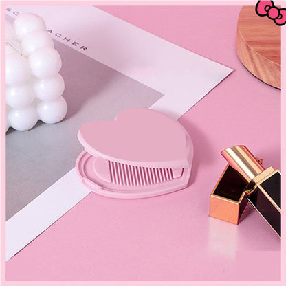 Heart - Shaped Portable Mirror with Comb