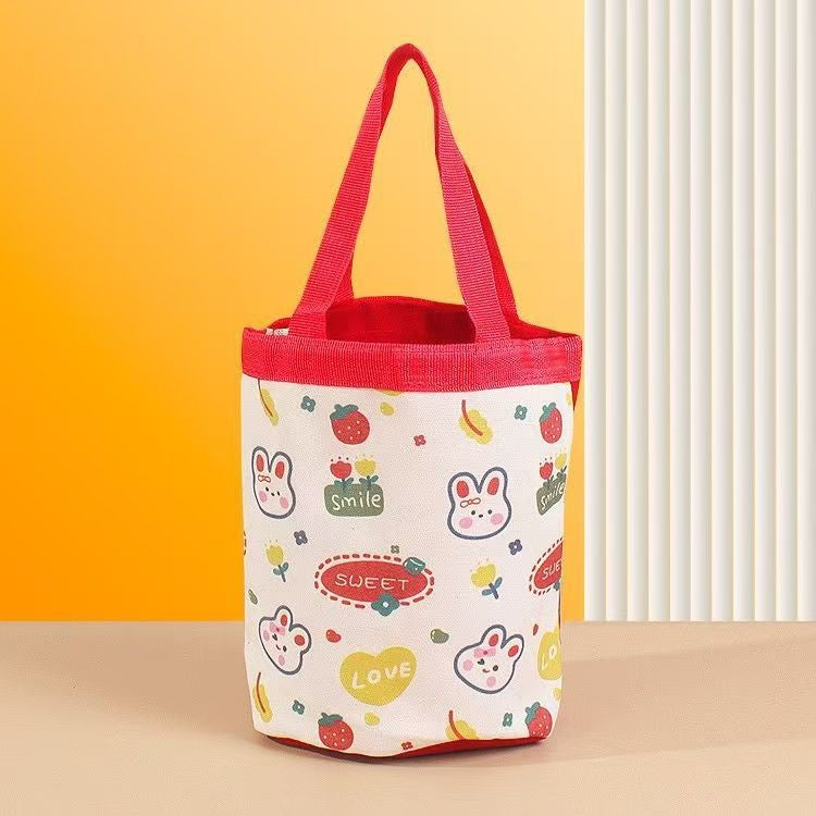 Bucket-Shaped Custom Printed Canvas Tote Bag W/ Magnetic Snap Closure