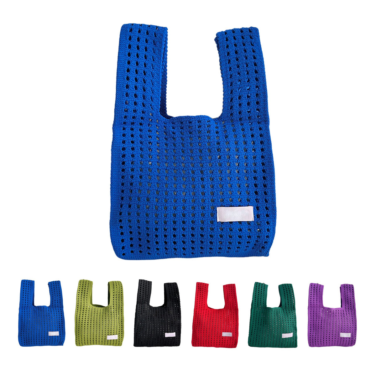 Solid-Color Knitted Tote Bag