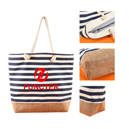 Striped Canvas Tote Bag