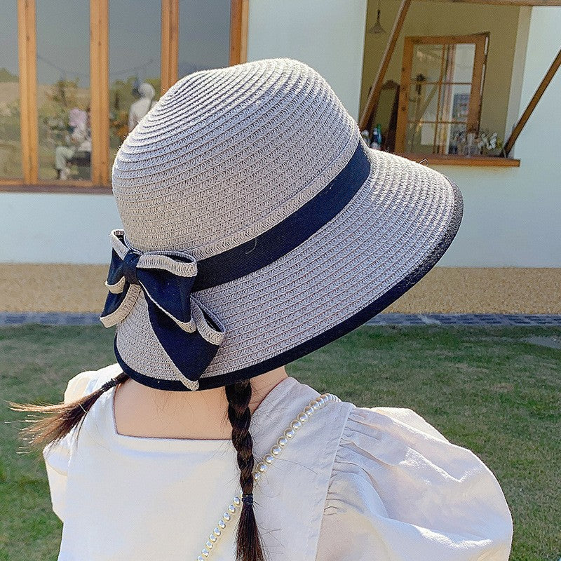 Girls Straw Sun Hat, Sun Protection Wide Brim Sun Hats Adjustable Topless Beach Hat For Kids
