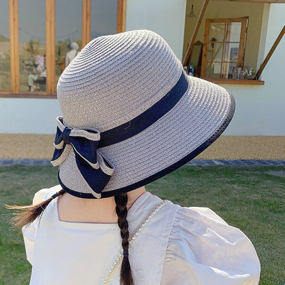 Girls Straw Sun Hat, Sun Protection Wide Brim Sun Hats Adjustable Topless Beach Hat For Kids