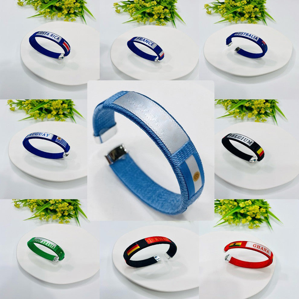 Custom Flag Pattern Wristband W/ Metal Clasp