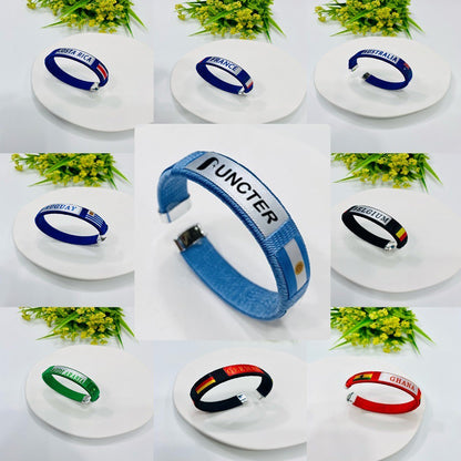 Custom Flag Pattern Wristband W/ Plastic Clasp