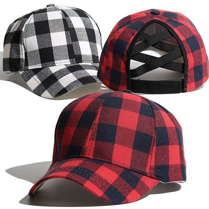 Classic Plaid Ponytail Baseball Cap