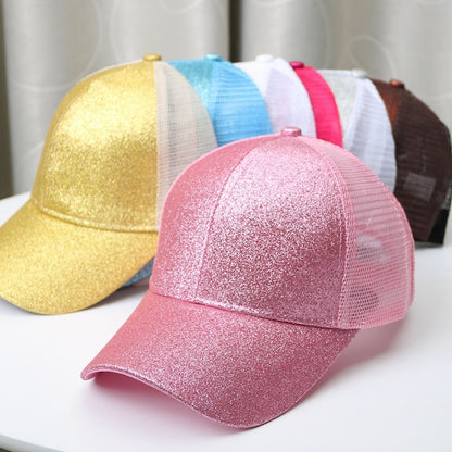 Women Embroidered Fluorescent Ponytail Trucker Cap