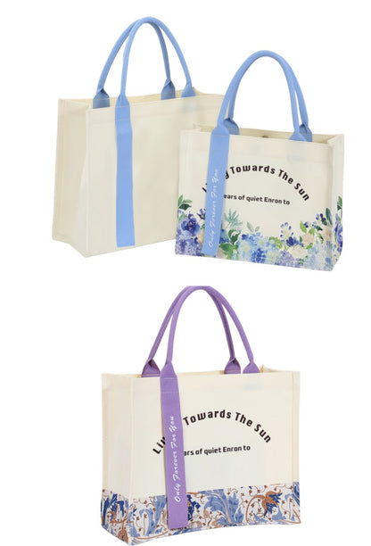 Patterned Canvas Tote Bag W/ Magnetic Closure 12x10x5"