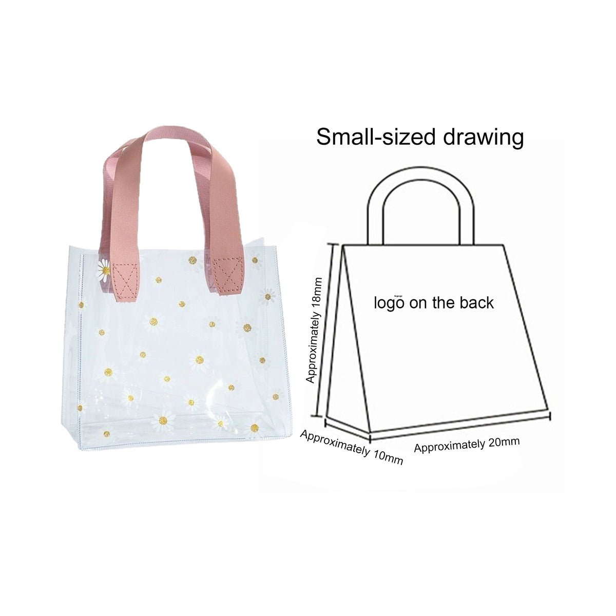 PVC Daisy Clear Plastic Tote Bag Gift Bag W/ Handle