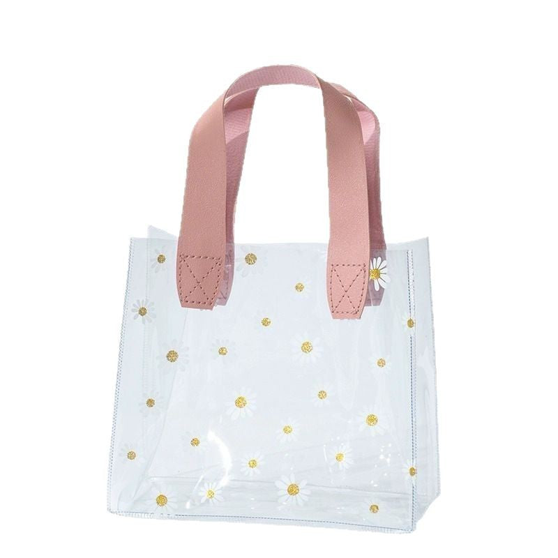 PVC Daisy Clear Plastic Tote Bag Gift Bag W/ Handle