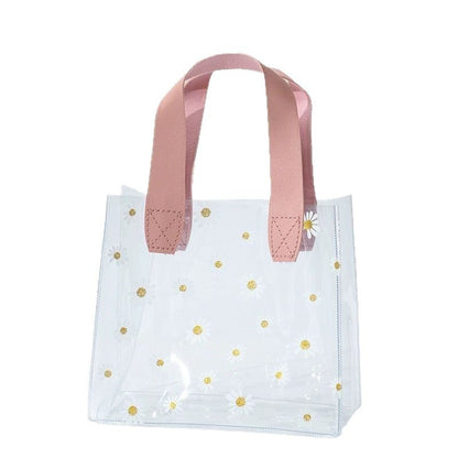 PVC Daisy Clear Plastic Tote Bag Gift Bag W/ Handle