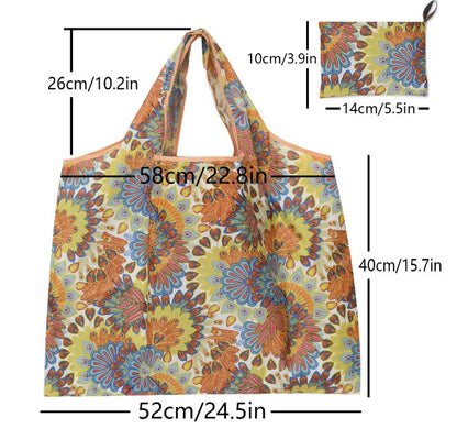 Full Color 210D Oxfod Foldable Shopping Bag Lightweight Waterproof Shoulder Storage Bag