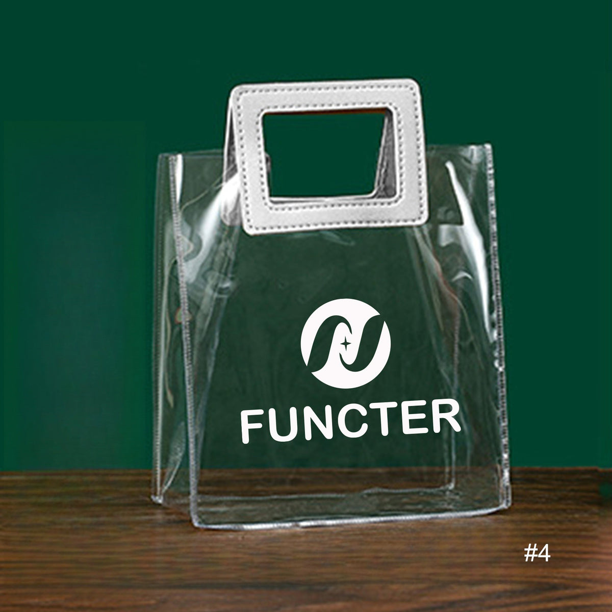 PVC Transparent Reusable Gift Bag Tote Bag W/ Rectangular Handle 9x8x5"