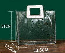 PVC Transparent Reusable Gift Bag Tote Bag W/ Rectangular Handle 9x8x5"