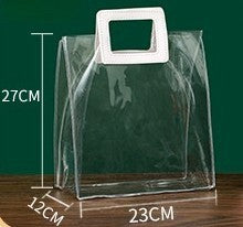 PVC Transparent Reusable Gift Bag Storage Bag W/ Rectangular Handle 9x10x5