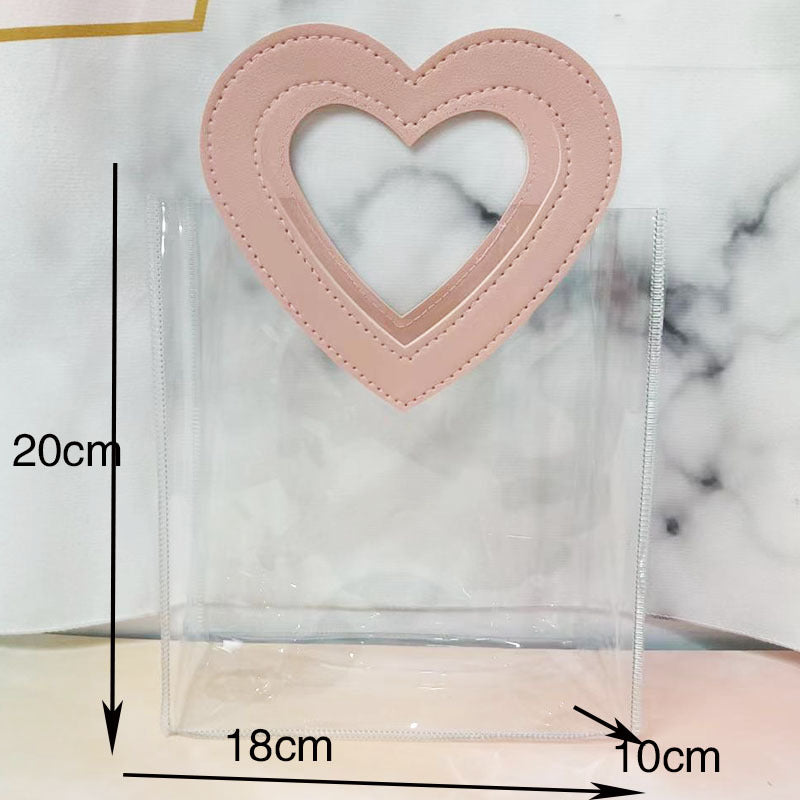 PVC Transparent Reusable Gift Wrap Bag Tote Bag W/Heat Handle