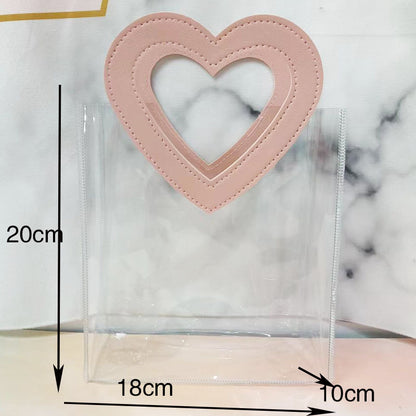 PVC Transparent Reusable Gift Wrap Bag Tote Bag W/Heat Handle