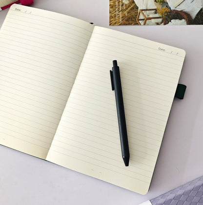 A5 PU Leather Diamond Pattern Lined Notebook W/Pen Sleeve