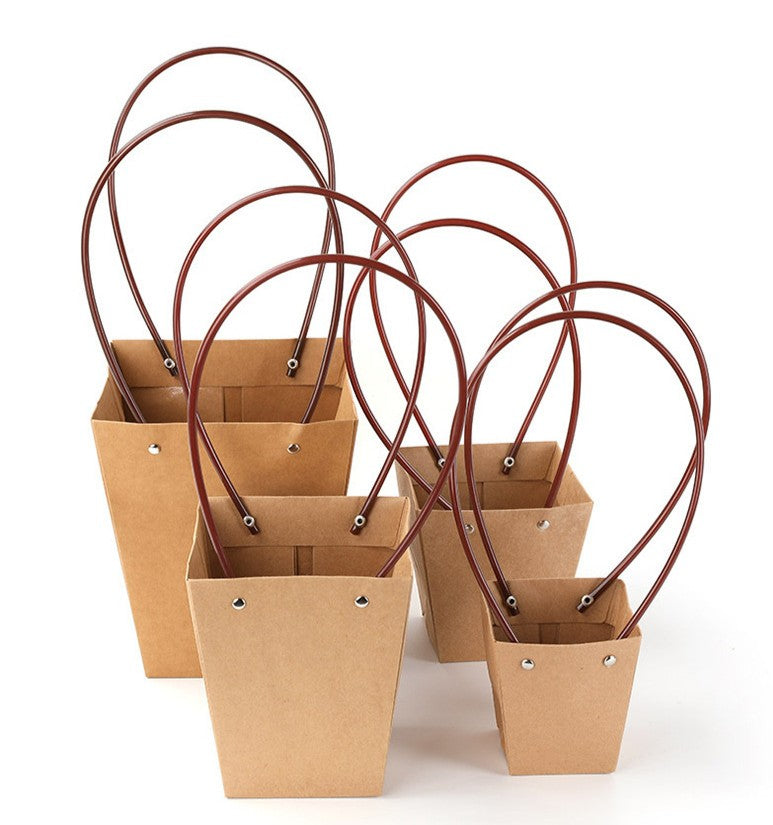 Trapezium Kraft Paper Bouquet Gift Tote Bag W/ Handle