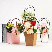 Trapezium Kraft Paper Bouquet Gift Tote Bag W/ Handle