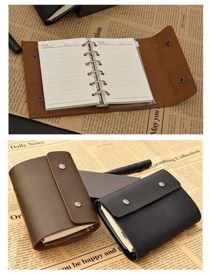 A7 Leather 6 Rings Binder Notebook