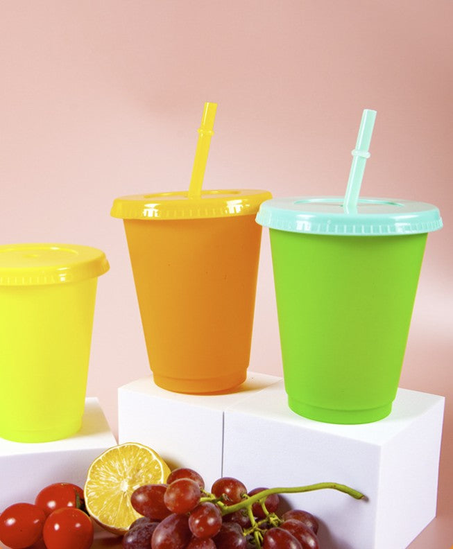 16 oz. Color Changing Stadium Frosted Cups W/ Straw
