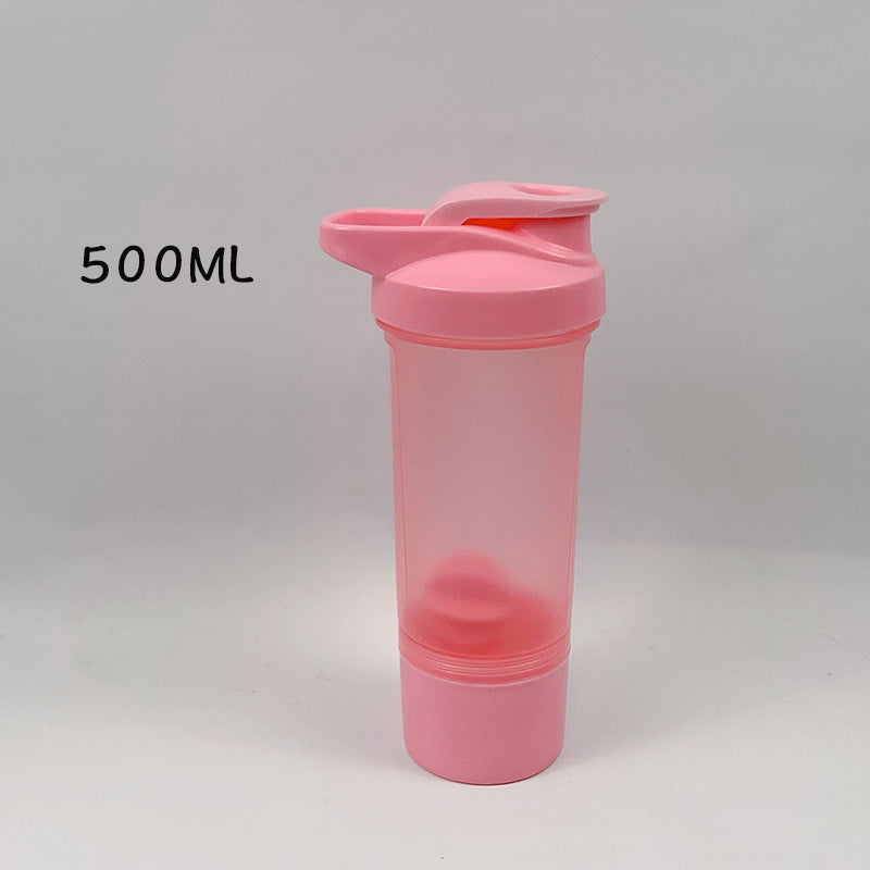 Double Layer Protein Shaker Bottle W/ Independent Powder Storage Compartment 16 oz.
