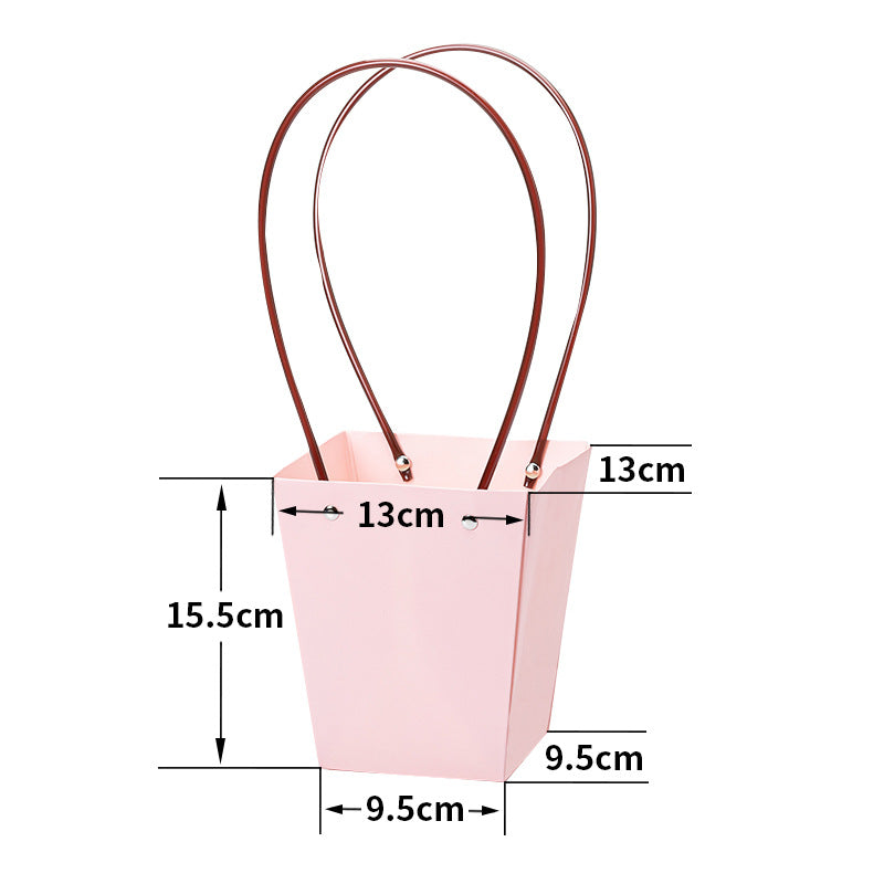 Trapezium Kraft Paper Bouquet Gift Tote Bag W/ Handle