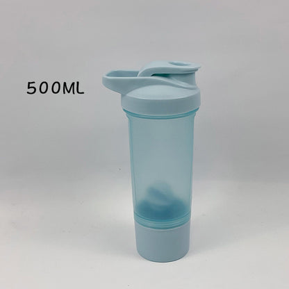 Double Layer Protein Shaker Bottle W/ Independent Powder Storage Compartment 16 oz.