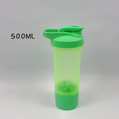 Double Layer Protein Shaker Bottle W/ Independent Powder Storage Compartment 16 oz.