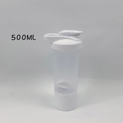 Double Layer Protein Shaker Bottle W/ Independent Powder Storage Compartment 16 oz.