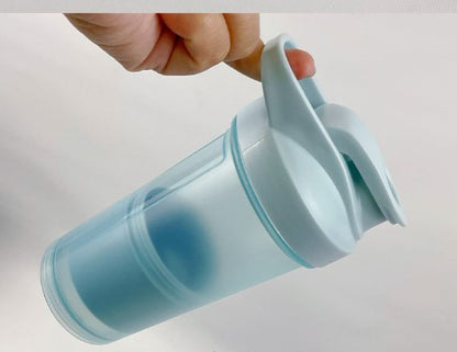 Double Layer Protein Shaker Bottle W/ Independent Powder Storage Compartment 16 oz.