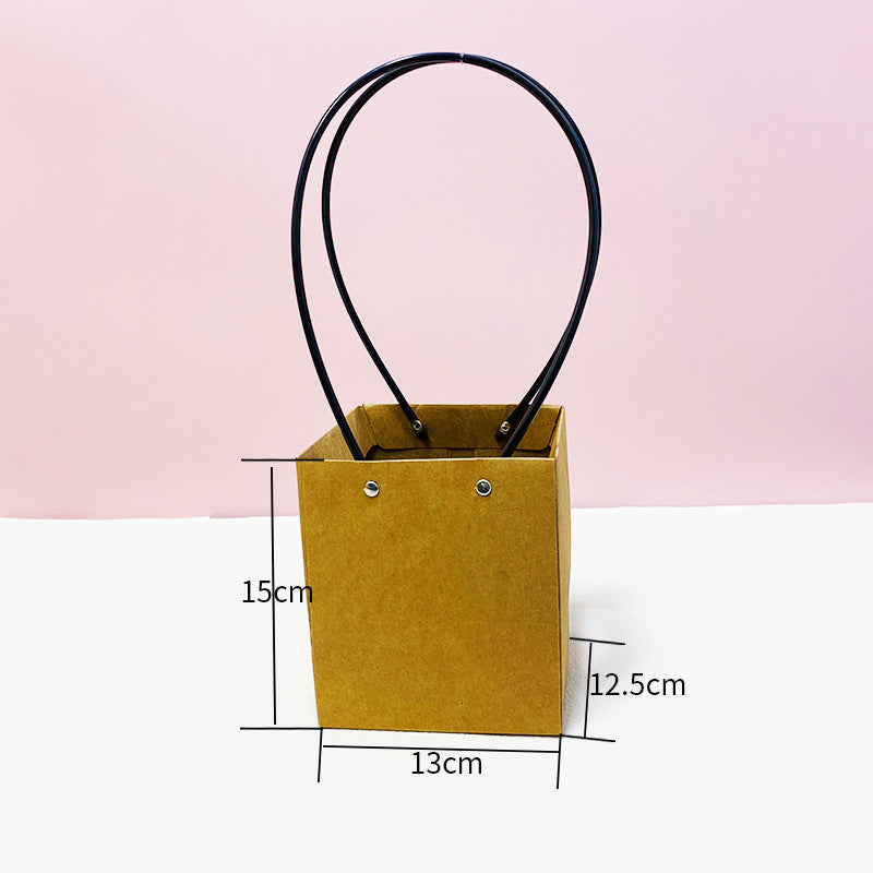 Trapezium Kraft Paper Bouquet Gift Tote Bag W/ Handle