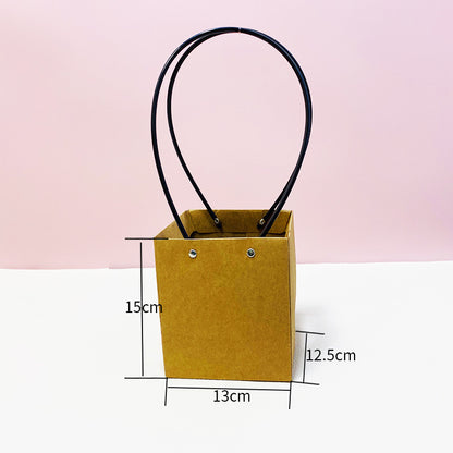 Trapezium Kraft Paper Bouquet Gift Tote Bag W/ Handle