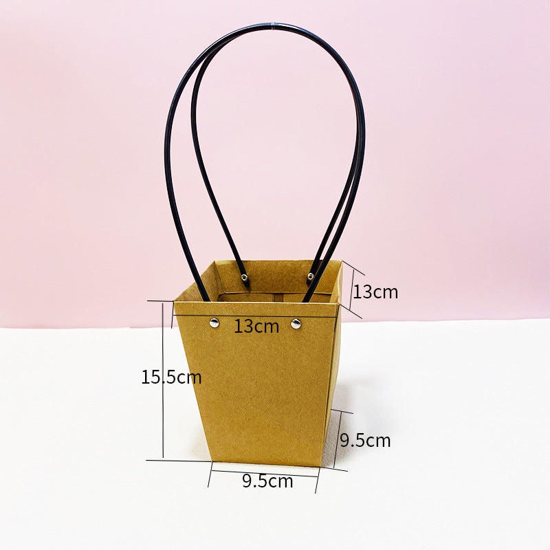 Trapezium Kraft Paper Bouquet Gift Tote Bag W/ Handle