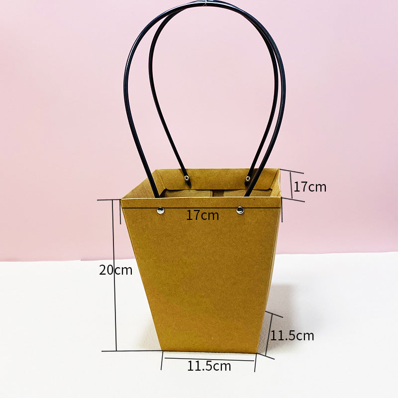 Trapezium Kraft Paper Bouquet Gift Tote Bag W/ Handle
