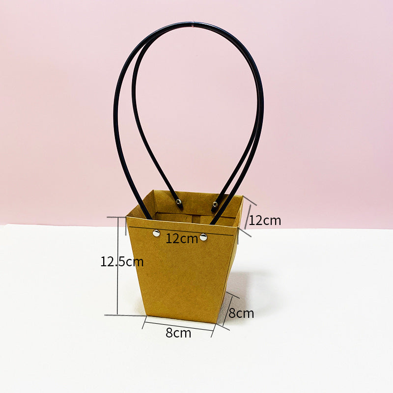 Trapezium Kraft Paper Bouquet Gift Tote Bag W/ Handle