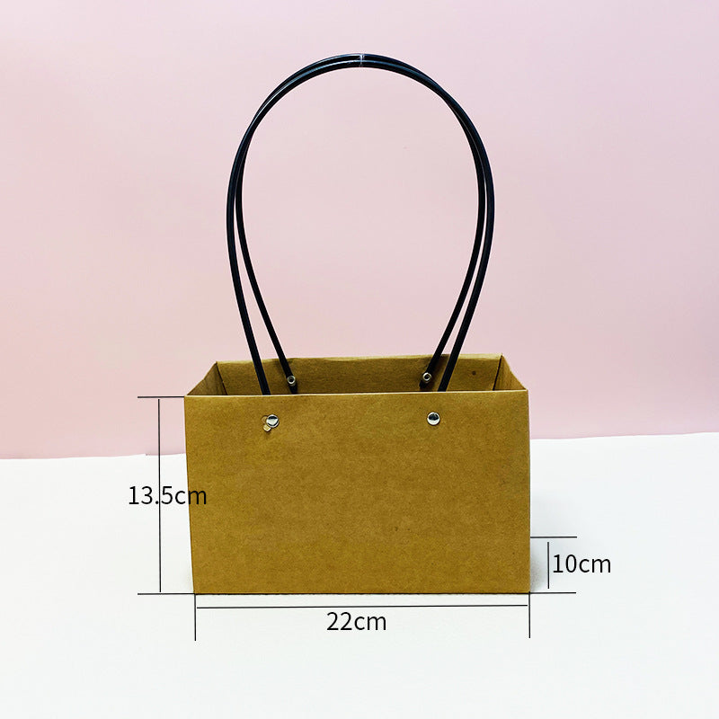Trapezium Kraft Paper Bouquet Gift Tote Bag W/ Handle