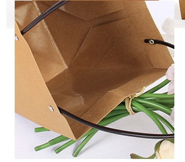 Trapezium Kraft Paper Bouquet Gift Tote Bag W/ Handle
