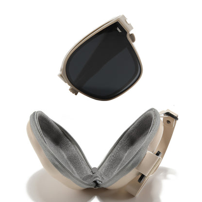 EVA Leather Shell-Shaped Foldable Sunglasses Carry Case