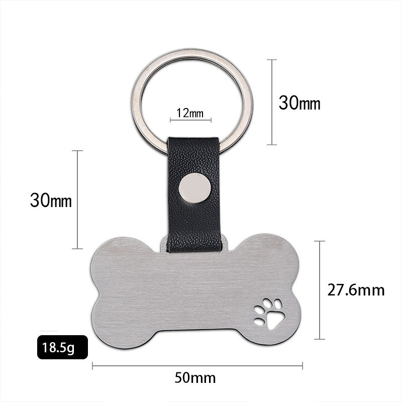 Metal Leather Iron Fang Bone Keyring