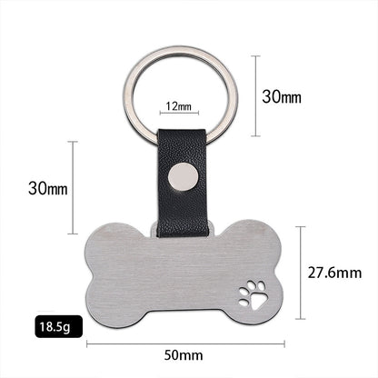 Metal Leather Iron Fang Bone Keyring