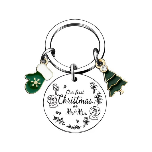 Custom Christmas Metal Round Keyring